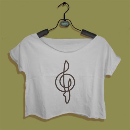 Printed Ballet Shirt Ballet Symbol Women Crop Top..