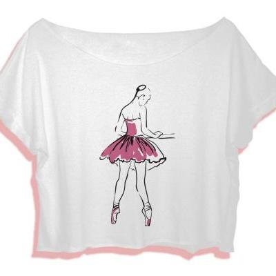 ballerina shirt women crop top women ballet crop tee ballerina t-shirt all size black white Pinterest Tumblr