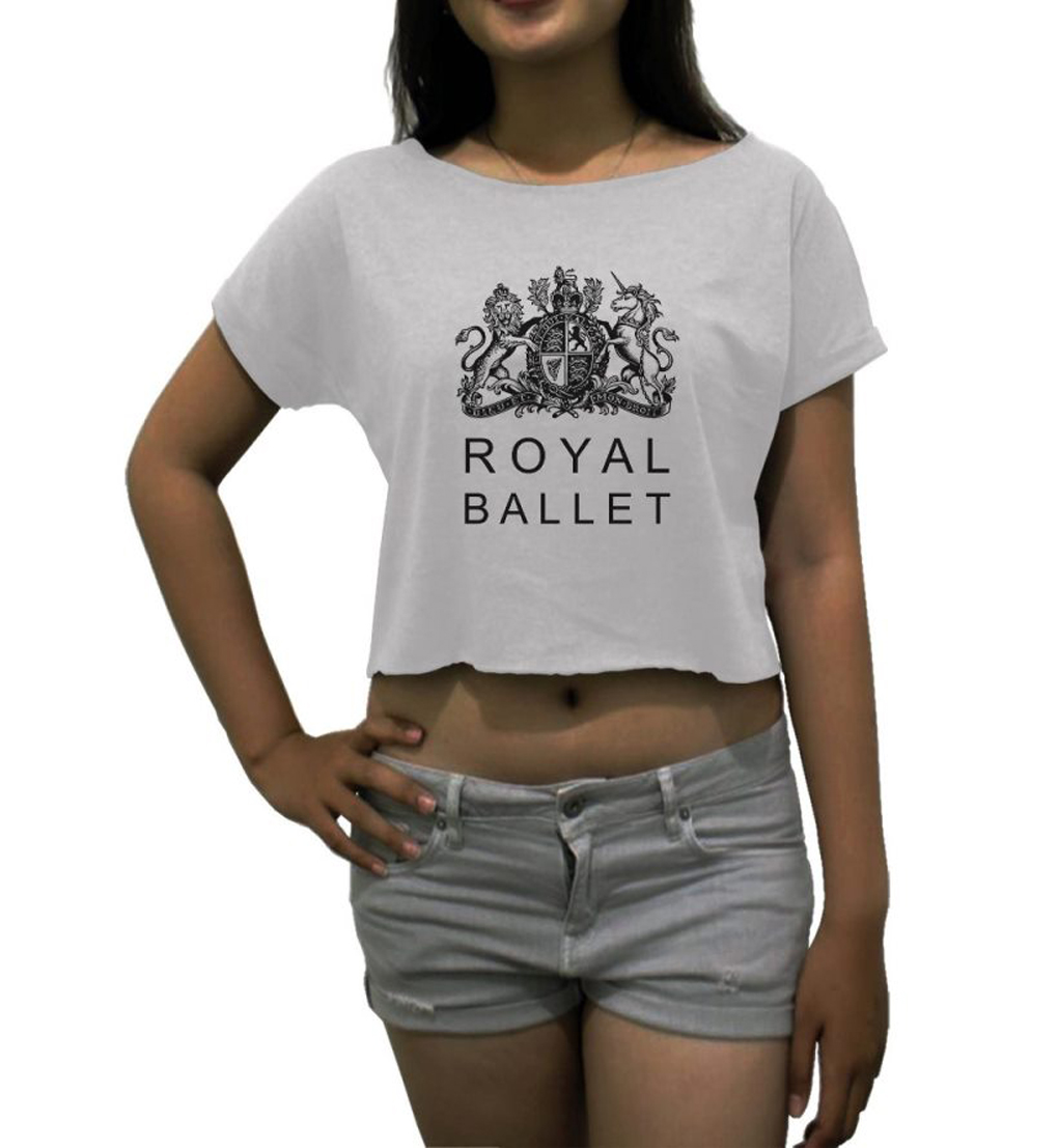 royal ballet shirt women's crop tee dance white black sport grey