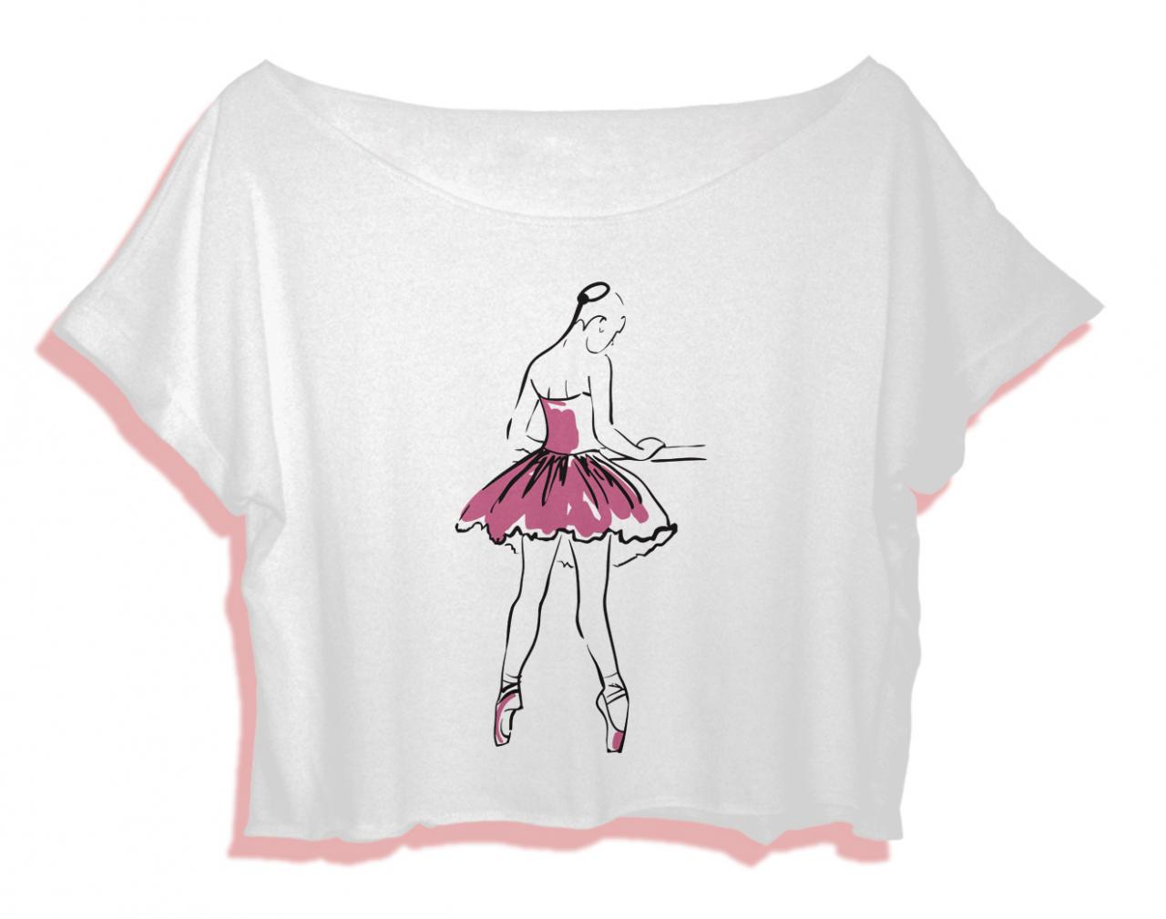 Ballerina Shirt Women Crop Top Women Ballet Crop Tee Ballerina T-shirt All Size Black White Pinterest Tumblr